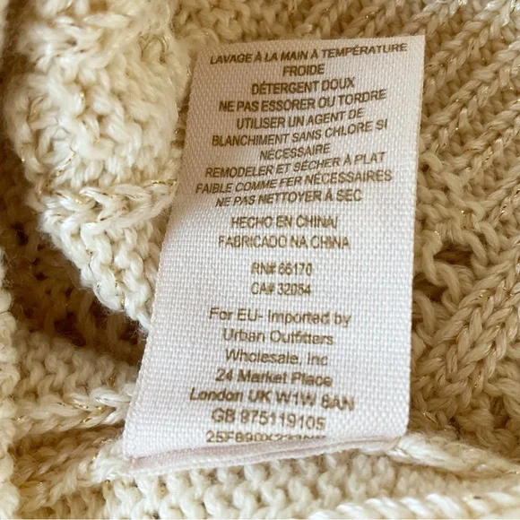 Free People New Romantics Bang Bang Knit Gold Thread Fisherman Cardigan Size S - Picture 12 of 12